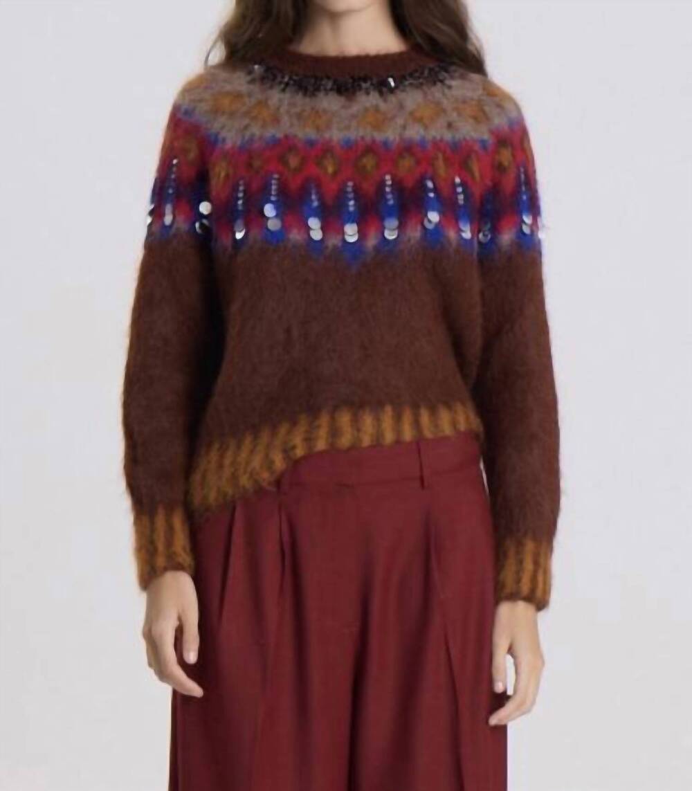 NEW MARIA CHER brookside creek sweater in brick